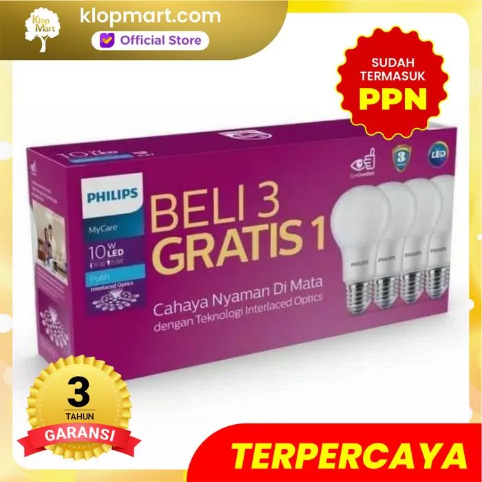 Jual Lampu Philips LED Bulb Multipack MyCare & Essential Pack Isi 4Pcs - MyCare 10W