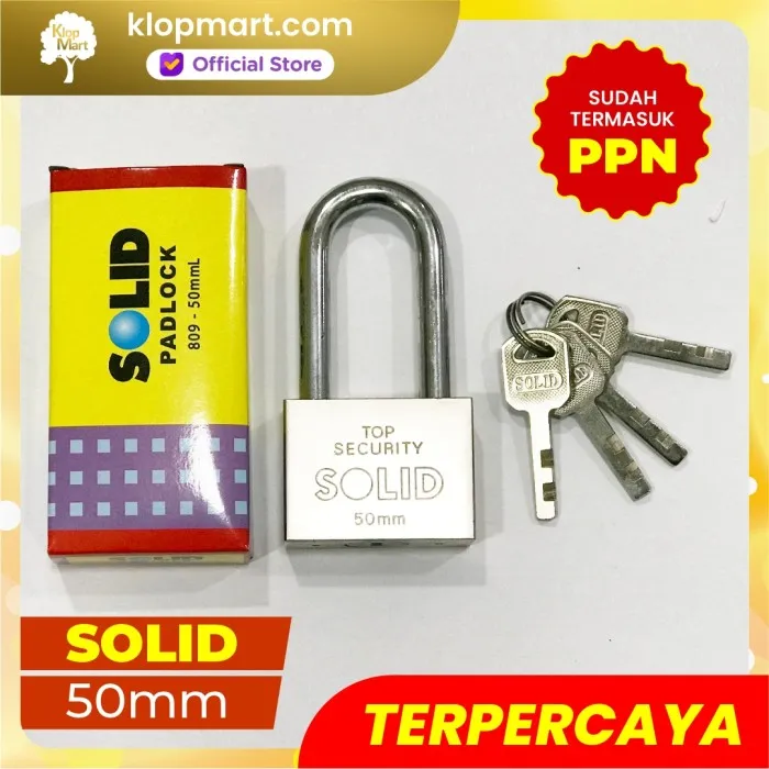 Jual Gembok Baja SOLID 809L 50mm Leher Panjang Kunci Pagar