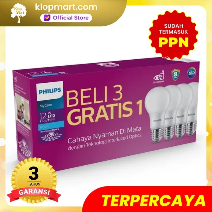 Jual Lampu Philips LED Bulb Multipack MyCare & Essential Pack Isi 4Pcs - MyCare 12W