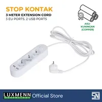 Jual Aksesoris Listrik Luxmenn LED LUX - EKU201DL / Stop Kontak Kabel Extension Strip, 3 M, 3 Power Socket 2 USB