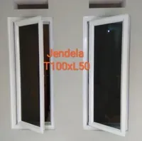 Jual Jendela Dacon aluminium 50x100 - D Bukaan Tengah Berdiri, Kaca Bening, Putih