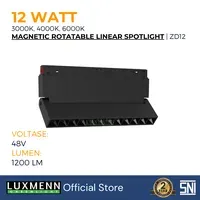 Lampu & Armatur Luxmenn LED LUX - ZD12 / 12 Watt / Magnetic Track Light Rotatable Linear Floodlight - Warm White ( 3000k )