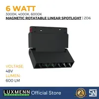 Lampu & Armatur Luxmenn LED LUX - ZD6 / 6 Watt / Magnetic Track Light Rotatable Linear Floodlight - Warm White ( 3000k )