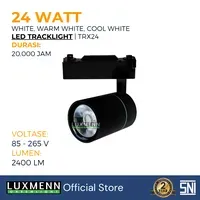 Lampu & Armatur Luxmenn LUX-TRX24-BB / 24 Watt / Track Light Body Black - Tipe Spotlight - Kuning 3000k