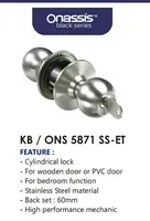 Jual Pegangan Pintu Onassis Knob set KB/ONS 5871 SS ET