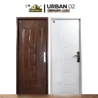 Pintu Besi/Baja Fortress Urban Single Door Type 02 - 90x210, Urat Kayu